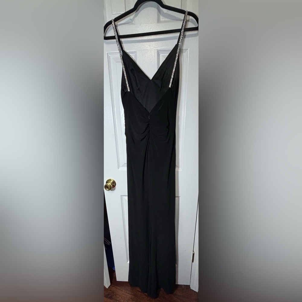 NWT IEENA FOR MAC DUGGAL SZ 2 BLACK Faux Wrap With Open Wrap Dress ##26695 - Picture 6 of 11